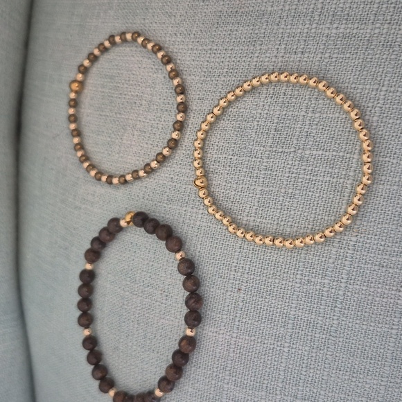 Three 7" BRACLETS BRONZITE ,GOLD, - Picture 3 of 6